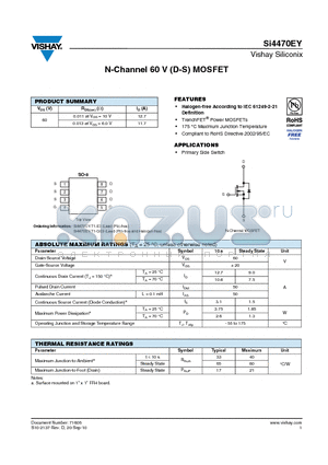 SI4470EY-T1-GE3 datasheet - N-Channel 60 V (D-S) MOSFET
