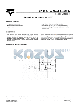 SI4483ADY datasheet - P-Channel 30-V (D-S) MOSFET