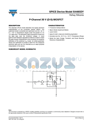 SI4485DY datasheet - P-Channel 30 V (D-S) MOSFET