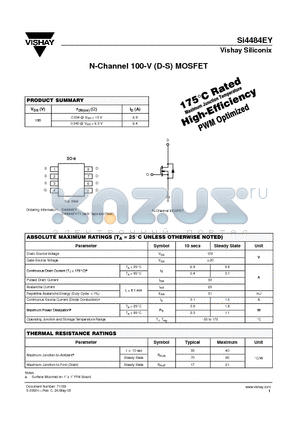 SI4484EY-T1 datasheet - N-Channel 100-V (D-S) MOSFET