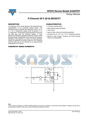 SI4487DY datasheet - P-Channel 30 V (D-S) MOSFET