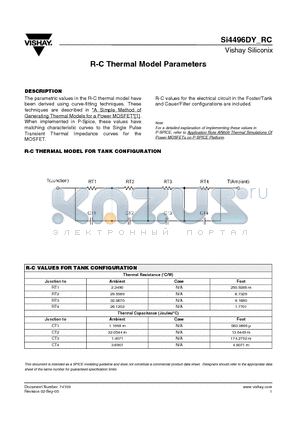 SI4496DY datasheet - R - C Thermal Model Parameters