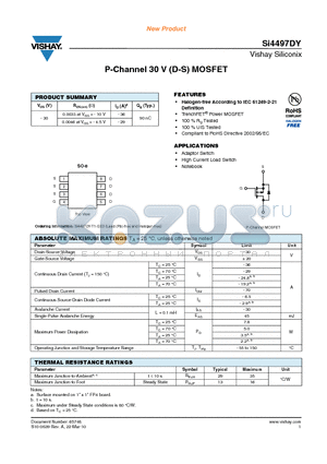 SI4497DY datasheet - P-Channel 30 V (D-S) MOSFET