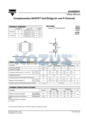 SI4500BDY_06 datasheet - Complementary MOSFET Half-Bridge (N- and P-Channel)