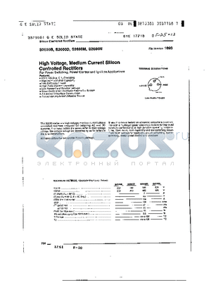 S2600M datasheet - HIGH VOLTAGE MEDIUM CURRENT SILICON CONTROLLED RECTIFIERS