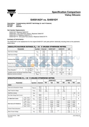 SI4501ADY datasheet - Complementary (N- and P-Channel) MOSFET Half-Bridge