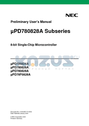 UPD780024A datasheet - 8-bit Single-Chip Microcontroller