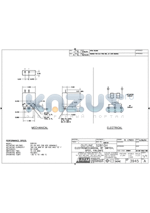 S2810H datasheet - OUTLINE, S2810H ELECTROMECHANICAL RF SWITCH, SPDT, FAILSAFE