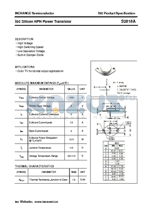 S2818A datasheet - isc Silicon NPN Power Transistor