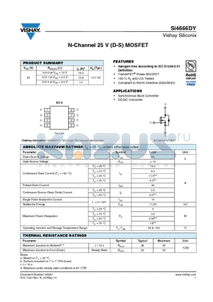 SI4666DY-T1-GE3 datasheet - N-Channel 25 V (D-S) MOSFET