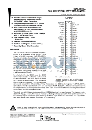 SN75LBC970A datasheet - SCSI DIFFERENTIAL CONVERTER-CONTROL