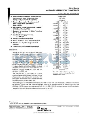 SN75LBC978 datasheet - 9-CHANNEL DIFFERENTIAL TRANSCEIVER