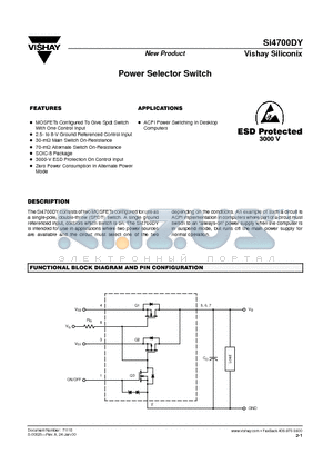 SI4700DYQ1 datasheet - Power Selector Switch