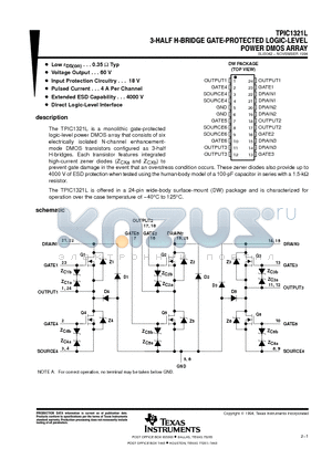 TPIC1321L datasheet - 3-HALF H-BRIDGE GATE-PROTECTED LOGIC-LEVEL POWER DMOS ARRAY