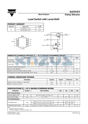 SI4701DY datasheet - Load Switch with Level-Shift