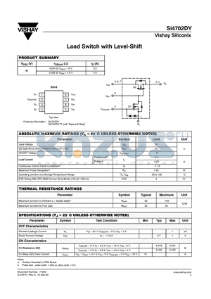 SI4702DY datasheet - Load Switch with Level-Shift