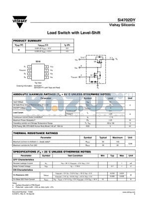 SI4702DY-T1 datasheet - Load Switch with Level-Shift