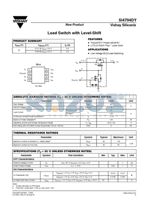 SI4704DY datasheet - Load Switch with Level-Shift