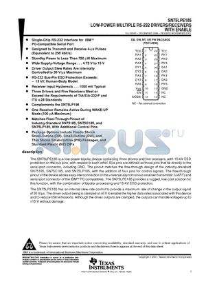 SN75LPE185 datasheet - LOW-POWER MULTIPLE RS-232 DRIVERS/RECEIVERS WITH ENABLE