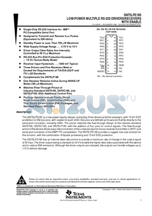 SN75LPE185DBR datasheet - LOW-POWER MULTIPLE RS-232 DRIVERS/RECEIVERS WITH ENABLE
