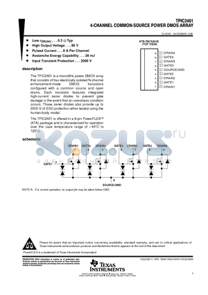 TPIC2401 datasheet - 4-CHANNEL COMMON-SOURCE POWER DMOS ARRAY