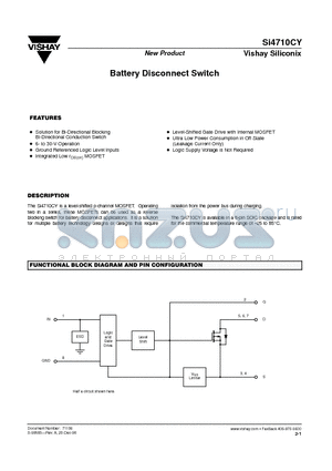 SI4710CY datasheet - Battery Disconnect Switch