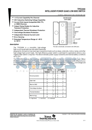 TPIC2404 datasheet - INTELLIGENT-POWER QUAD LOW-SIDE SWITCH