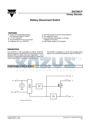 SI4720CY datasheet - Battery Disconnect Switch