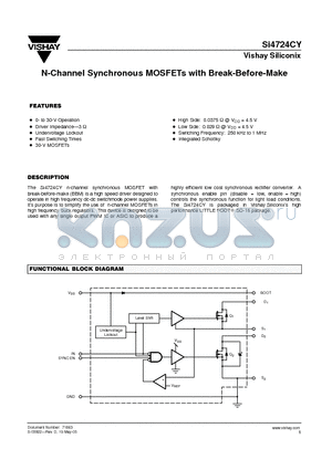 SI4724CY datasheet - N-Channel Synchronous MOSFETs with Break-Before-Make