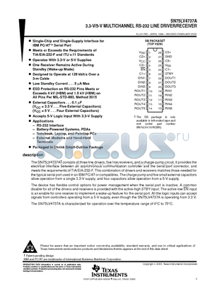 SN75LV4737ADB datasheet - 3.3-V/5-V MULTICHANNEL RS-232 LINE DRIVER/RECEIVER