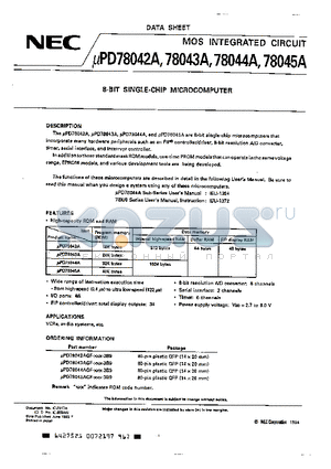 UPD78042A datasheet - 8-BIT SINGLE-CHIP MICROCOMPUTER