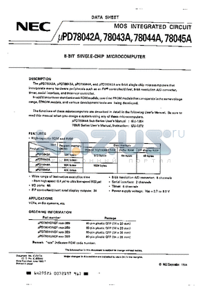 UPD78042AGF-XXX-3B9 datasheet - 8-BIT SINGLE-CHIP MICROCOMPUTER