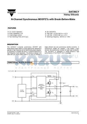 SI4726CY datasheet - N-Channel Synchronous MOSFETs with Break-Before-Make