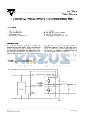 SI4728CY datasheet - N-Channel Synchronous MOSFETs with Break-Before-Make