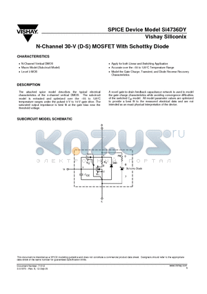 SI4736DY datasheet - N-Channel 30-V (D-S) MOSFET With Schottky Diode