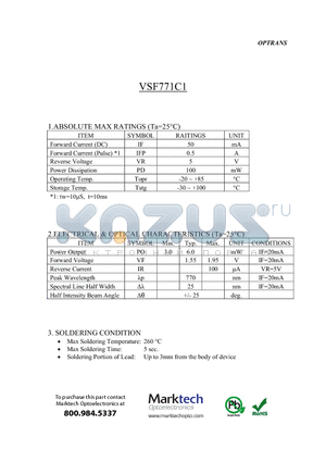 VSF771C1 datasheet - ABSOLUTE MAX RATINGS