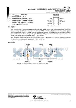 TPIC5223L datasheet - 2-CHANNEL INDEPENDENT GATE-PROTECTED LOGIC-LEVEL POWER DMOS ARRAY