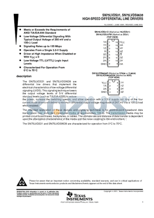 SN75LVDS31D datasheet - HIGH-SPEED DIFFERENTIAL LINE DRIVERS