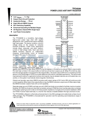 TPIC6A596NE datasheet - POWER LOGIC 8-BIT SHIFT REGISTER