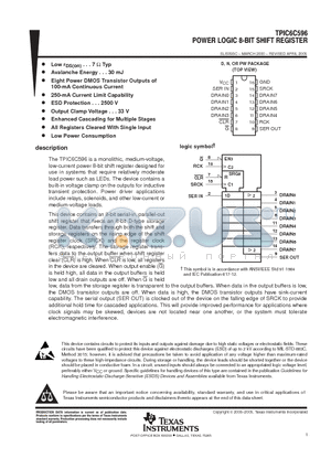 TPIC6C596D datasheet - POWER LOGIC 8-BIT SHIFT REGISTER