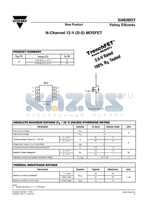 SI4838DY datasheet - N-Channel 12-V (D-S) MOSFET