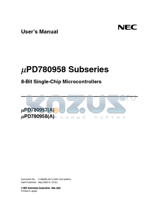 UPD780957 datasheet - 8-Bit Single-Chip Microcontrollers