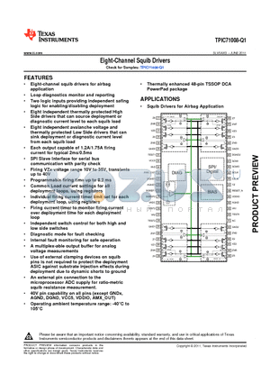 TPIC71008-Q1 datasheet - Eight-Channel Squib Drivers