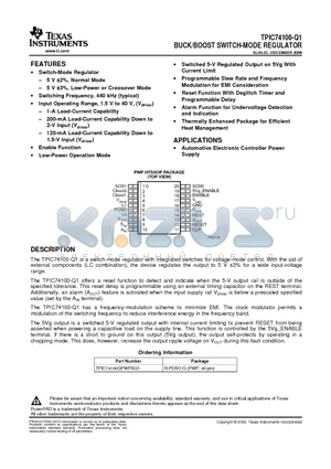 TPIC74100-Q1 datasheet - BUCK/BOOST SWITCH-MODE REGULATOR