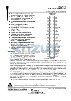 SN75LVDS81DGG datasheet - FLATLINKE TRANSMITTER