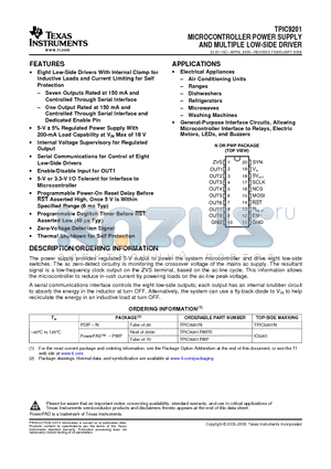 TPIC9201PWPRG4 datasheet - MICROCONTROLLER POWER SUPPLY AND MULTIPLE LOW-SIDE DRIVER