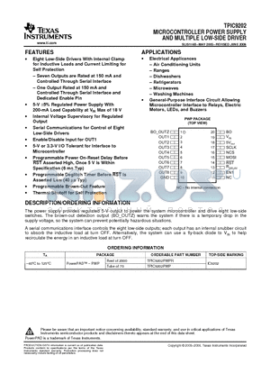 TPIC9202 datasheet - MICROCONTROLLER POWER SUPPLY AND MULTIPLE LOW-SIDE DRIVER