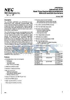 UPD78233GC-3B9 datasheet - ADVANCED, 8 BIT REAL TIME CONTROL MICROCOMPUTERS WITH A/D AND D/A CONVERTERS