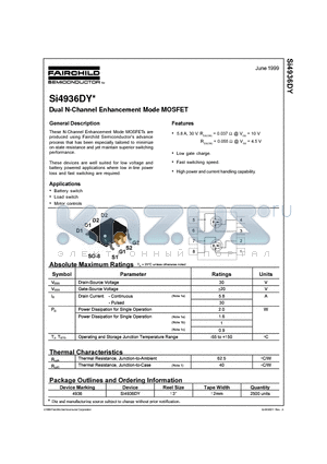 SI4936 datasheet - Dual N-Channel Enhancement Mode MOSFET