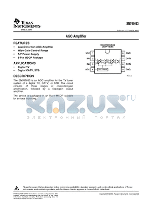 SN761663DGKG4 datasheet - AGC Amplifier